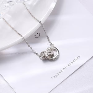 Double-circle Necklace In S925 Sterling Silver Minimalist Design