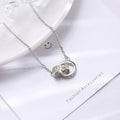 Double-circle Necklace In S925 Sterling Silver Minimalist Design