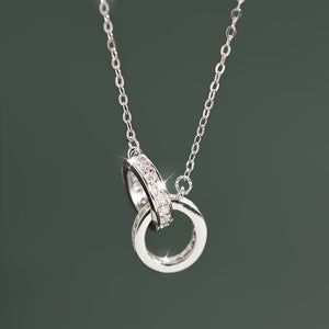 Double-circle Necklace In S925 Sterling Silver Minimalist Design