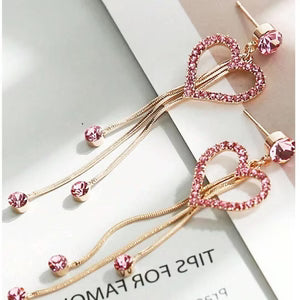 Love Shining Zircon Long Fringe Earrings